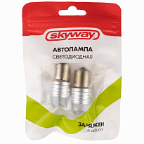 Автолампа диод S25 (P21W) 12V 1 SMD диода BA15s 1-конт Белая SKYWAY Противотуманные,стопы ком-кт 2шт